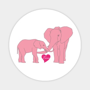 Elephants Love Heart Magnet